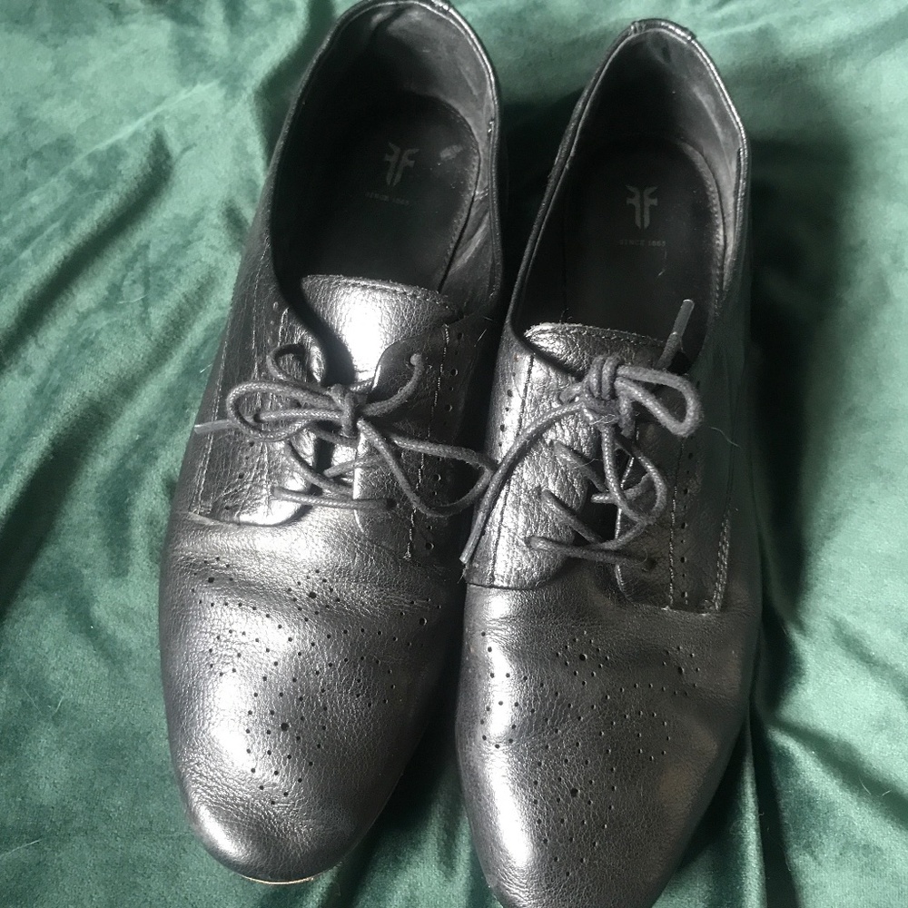 Frye Terri Black Oxford Leather Shoes Women's size 8